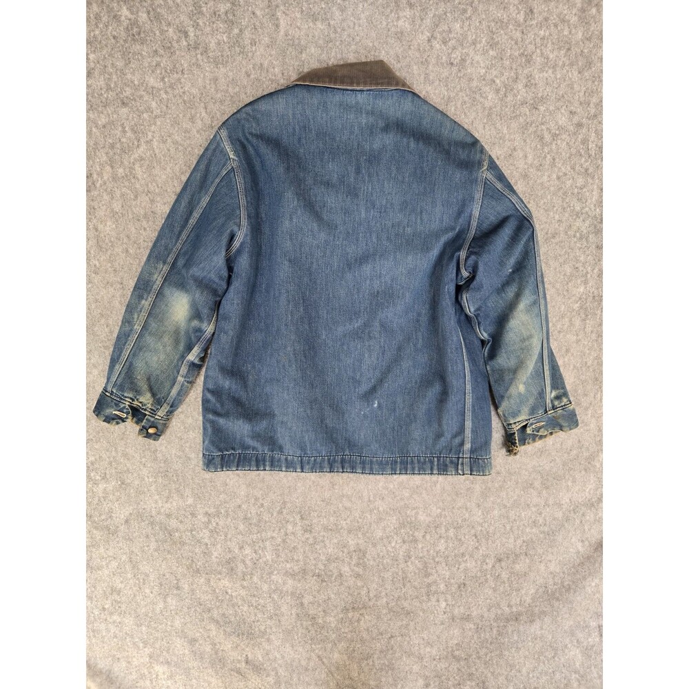 Vintage 60s 70s Sears Faded Blanket Lined Denim Distressed Chore Jacket Size XL - Picture 8 of 16